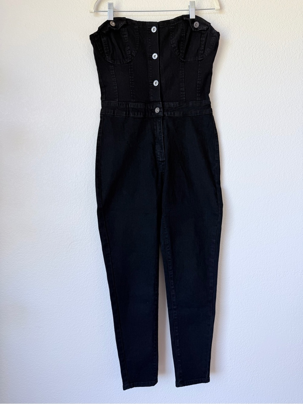 Republic Denim Black Corset Denim Jumpsuit Strapless Bustier Y2K Large